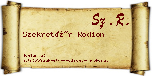 Szekretár Rodion névjegykártya